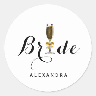 Sticker Rond Élégant collier de mariée de verre de Champagne