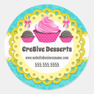 Sticker Rond Élégant côtelettes de gâteau Cupcake Boulangerie d
