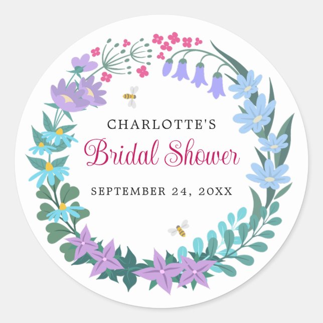 Sticker Rond Élégant Couronne de Fleurs de Mariage Fleurs Sauva (Devant)