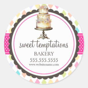 Sticker Rond Élégant Couvercle de boulangerie-pâtisserie
