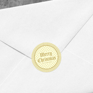 Sticker Rond Elégant Crème Décoratif Géométrique Joyeux Noël