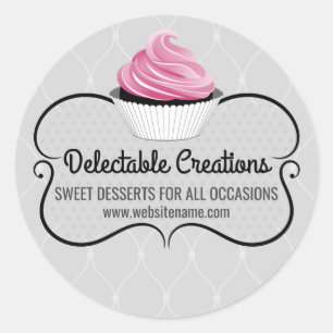 Sticker Rond Élégant Cupcake Boulangerie Cachets