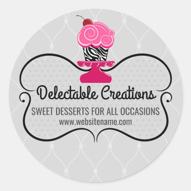 Sticker Rond Élégant Cupcake Boulangerie Cachets (Devant)