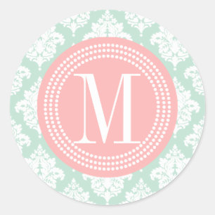 Sticker Rond Élégant Damas de Monnaie Personnalisé