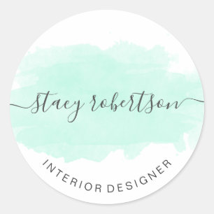 Sticker Rond Elégant décorateur moderne d'aquarelle menthe