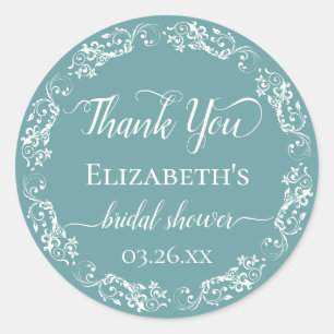 Sticker Rond Élégant Dentelle Blanc Remerciement de Mariage 