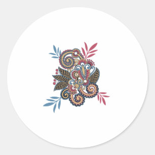 Sticker Rond Elégant design floral Paisley, design Mandala