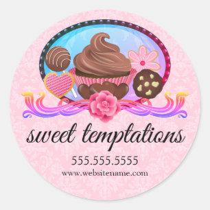 Sticker Rond Élégant Desserts Boulangerie Couvercles