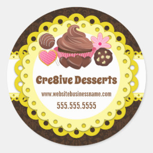 Sticker Rond Élégant Desserts Boulangerie Phoques d'emballage