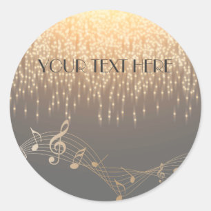 Sticker Rond Elégant dessin de confettis scintillant note music