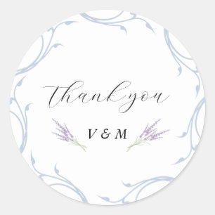 Sticker Rond Elégant Dusty bleu clair Cercle style Merci