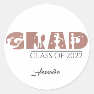 Sticker Rond Élégant Dusty Rose Personnalisé Texte Danse Gradua