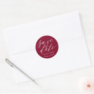 Sticker Rond Élegant Écriture Mariage Enregistrer La Date