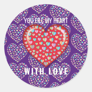 Sticker Rond Elégant Editibale Simple Coeur Design
