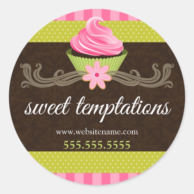 Sticker Rond Élégant emballage de boulangerie Cupcake (Devant)