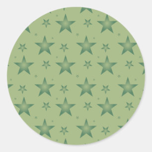 Sticker Rond Élégant et élégant Olive Stars sur Sage Green