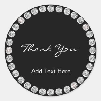 Sticker Rond Elégant et noir classique personnalisé avec diaman