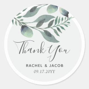 Sticker Rond Elégant Eucalyptus Aquarelle Floral Mariage