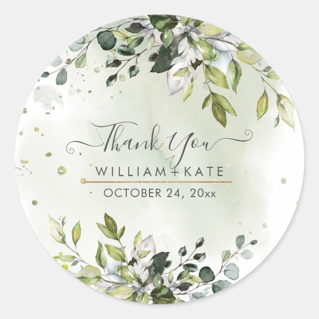 Sticker Rond Elegant Eucalyptus Gommier Bleu Merci (Devant)