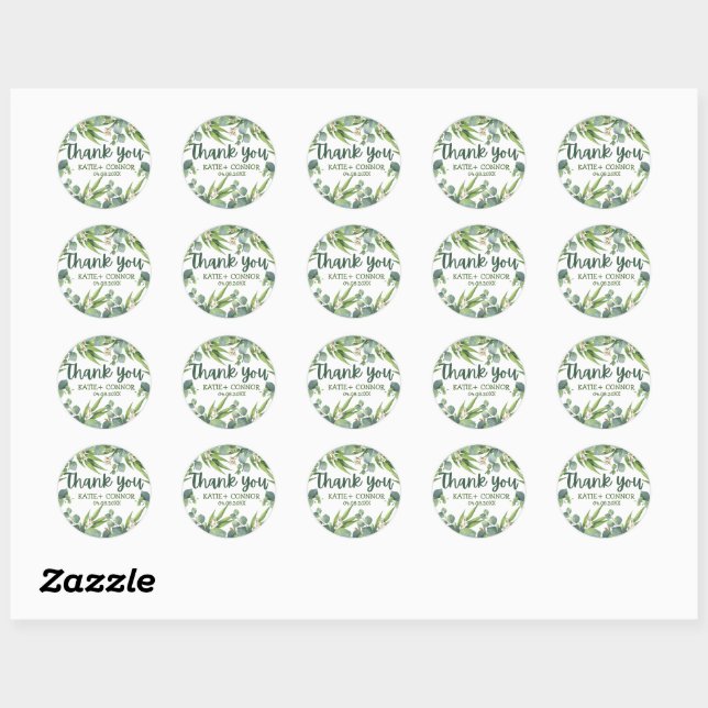 Sticker Rond Elégant Eucalyptus verdure Favoriser le Merci (Feuille)