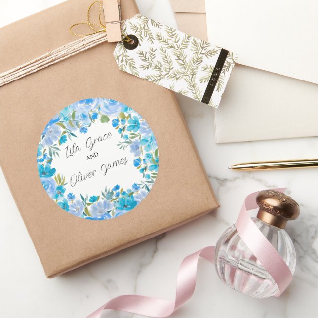 Sticker Rond Élégant Faire-part de mariage Fleur sauvage (Cadeaux)