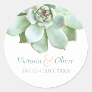 Sticker Rond Élégant Faire-part de mariage Succulent