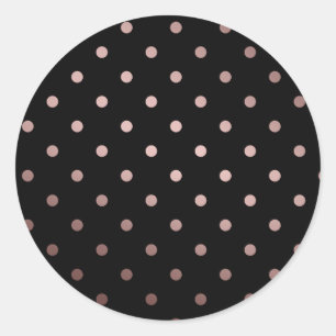 Sticker Rond élégant faux rose or noir pois