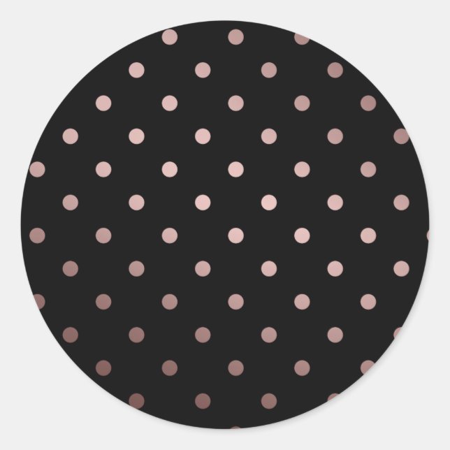 Sticker Rond élégant faux rose or noir pois (Devant)