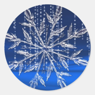Sticker Rond Élégant Festif Rustique Faisceau de neige Noël