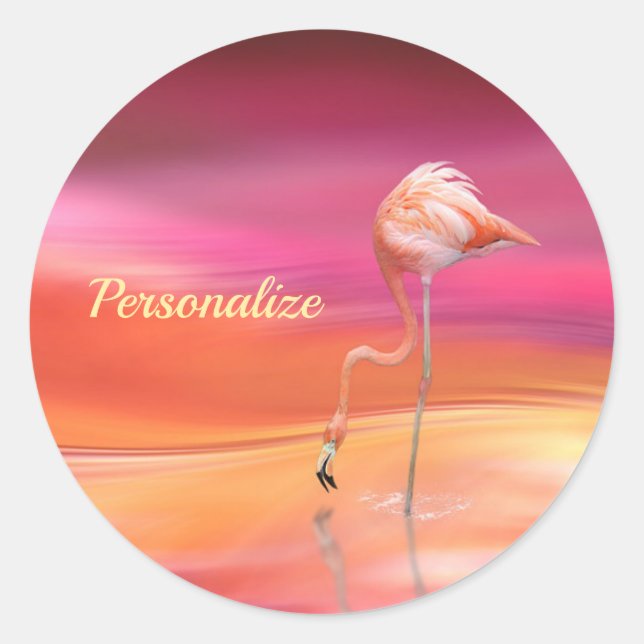 Sticker Rond Elégant Flamant rose rose Surreal Pastels Personna (Devant)
