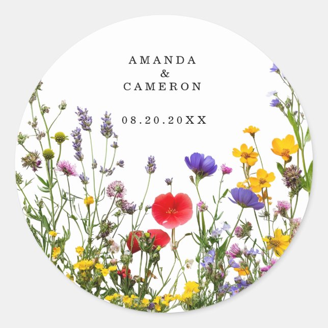 Sticker Rond Elégant Fleur Fleur Fleur Fleur Jardin Mariage (Devant)