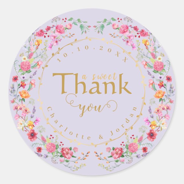 Sticker Rond Elégant Fleur sauvage Meadow Printemps Jardin Mari (Devant)