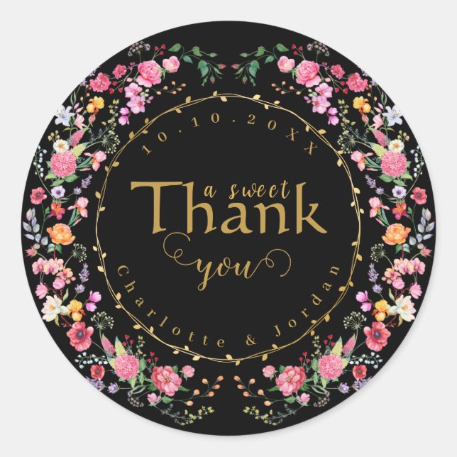 Sticker Rond Elégant Fleur sauvage Meadow Printemps Jardin Mari (Devant)