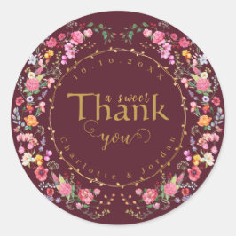 Sticker Rond Elégant Fleur sauvage Meadow Printemps Jardin Mari