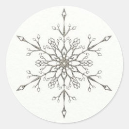 Sticker Rond Élégant flocon de neige en argent