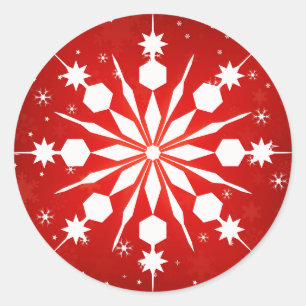 Sticker Rond Élégant Flocon de neige Noël Joyeux hiver
