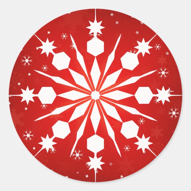 Sticker Rond Élégant Flocon de neige Noël Joyeux hiver (Devant)