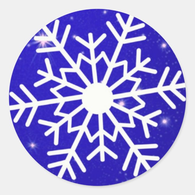 Sticker Rond Élégant Flocon de neige Noël Joyeux hiver (Devant)