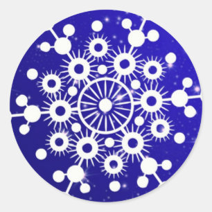 Sticker Rond Élégant Flocon de neige Noël Joyeux hiver