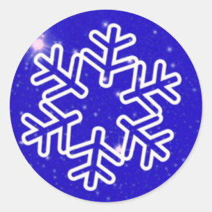 Sticker Rond Élégant Flocon de neige Noël Joyeux hiver