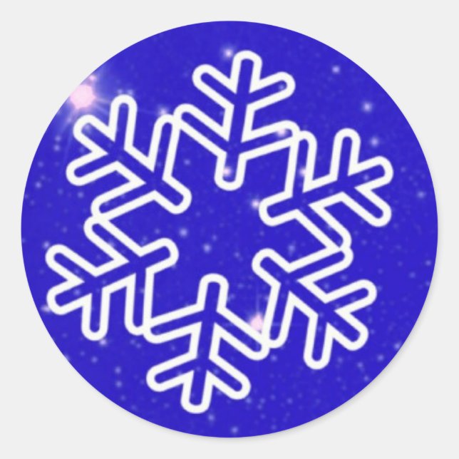 Sticker Rond Élégant Flocon de neige Noël Joyeux hiver (Devant)