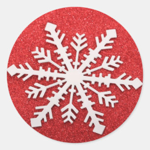 Sticker Rond Élégant Flocon de neige Noël Joyeux hiver