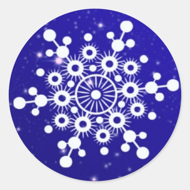 Sticker Rond Élégant Flocon de neige Noël Joyeux hiver (Devant)