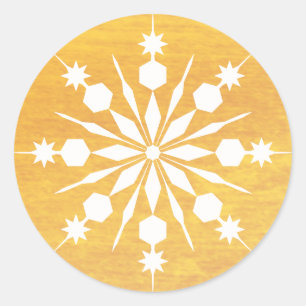 Sticker Rond Élégant Flocon de neige Noël Joyeux hiver