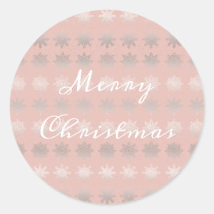 Sticker Rond Élégant flocon de Noël argent rose or