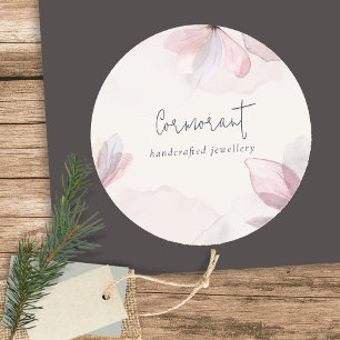 Sticker Rond Élégant floral abstrait aquarelle rose affaires