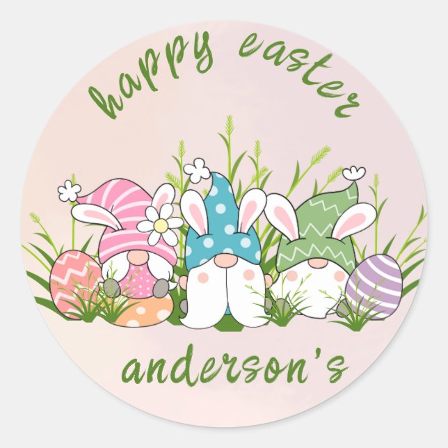 Sticker Rond Élégant floral aquarelle - Joyeuses Pâques  (Devant)