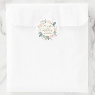Sticker Rond Élégant floral aquarelle Merci de soutenir