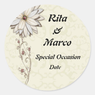 Sticker Rond Elégant Floral Special Occasion Design