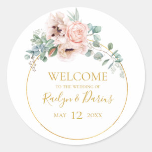 Sticker Rond Élégant flou   Bienvenue Mariage